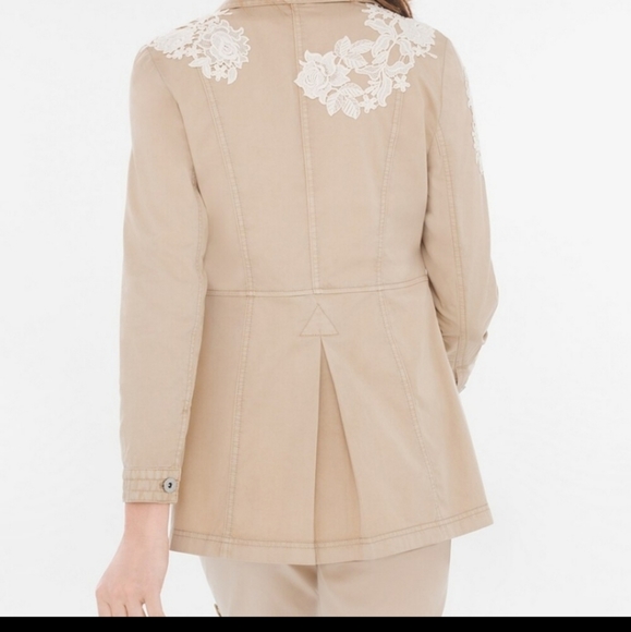 Chicos floral applique tan utility jacket size xl - Picture 14 of 16